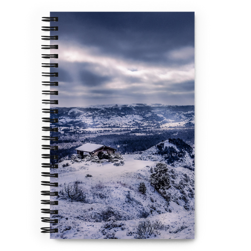 Spiral Notebook US National Parks Planner, Memories, Treasures 065, FRONT. Size: 5.50in x 11.50in (13cm x 21cm). Inspiring Image Design on Front, Textured Background, Text, and Fancy Divider Image on Back. Create memories, record them, organize them, and pass them on to generations as unique family history. Fun gift for Family, Friends, Coworkers, Self, and Others.