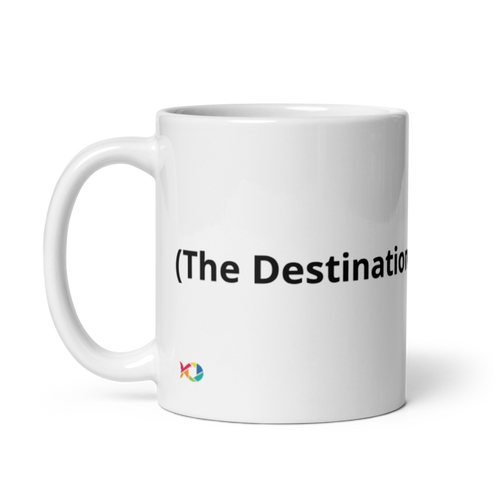 11 ounce (325.309 millimeters) White, Glossy, Ceramic, Mug with Printed Text "(The Destination / The Journey) = 1"