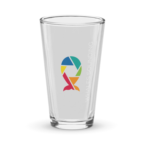 Shaker-Pint-Glass-16 ounces (473 milliliters) with custom image - Whales Sounding Logo.
