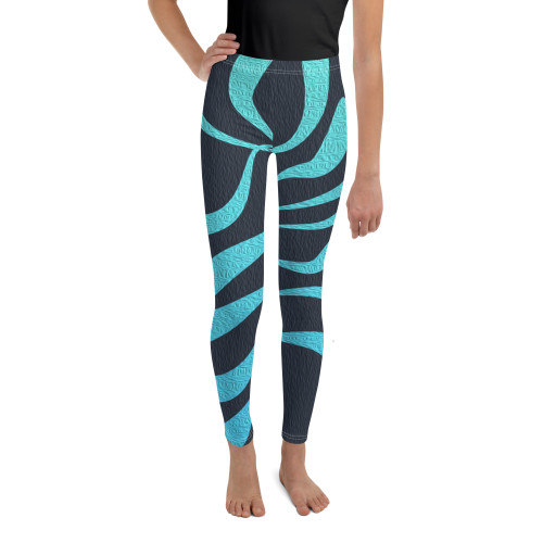 LEGGINGS-YOUTH-ALL-ACTIVITIES-PRINTED-DESIGN-BLUE-FOREST