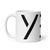 White Glossy Mug 11oz (325.309mL) with letter "Y" printed on it. Great Gift for Family, Friends, Coworkers, and Others.