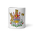White Glossy Mug Front 11oz (325.309mL) with Coat of Arms for Canadian Territory BRITISH COLUMBIA and includes Date of Entry Into Confederation and Territory Name. Great Gift for Family, Friends, Coworkers, and Others.