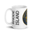 White Glossy Mug Left 15oz (443.603mL) with State Seal for RHODE ISLAND. Includes date of admission into Union of United States. And includes Name of State. Great Gift for Family, Friends, Coworkers, and Others.