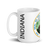 White Glossy Mug Left 15oz (443.603mL) with State Seal for INDIANA. Includes date of admission into Union of United States. And includes Name of State. Great Gift for Family, Friends, Coworkers, and Others.