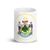 White Glossy Mug Front 15oz (443.603mL) with State Seal for MAINE. Includes date of admission into Union of United States. And includes Name of State. Great Gift for Family, Friends, Coworkers, and Others.