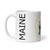 White Glossy Mug Left 11oz (325.309mL) with State Seal for MAINE. Includes date of admission into Union of United States. And includes Name of State. Great Gift for Family, Friends, Coworkers, and Others.