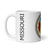 White Glossy Mug Left 11oz (325.309mL) with State Seal for MISSOURI. Includes date of admission into Union of United States. And includes Name of State. Great Gift for Family, Friends, Coworkers, and Others.