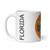 White Glossy Mug Left 11oz (325.309mL) with State Seal for FLORIDA. Includes date of admission into Union of United States. And includes Name of State. Great Gift for Family, Friends, Coworkers, and Others.