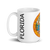 White Glossy Mug Left 15oz (443.603mL) with State Seal for FLORIDA. Includes date of admission into Union of United States. And includes Name of State. Great Gift for Family, Friends, Coworkers, and Others.