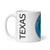 White Glossy Mug Left 11oz (325.309mL) with State Seal for TEXAS. Includes date of admission into Union of United States. And includes Name of State. Great Gift for Family, Friends, Coworkers, and Others.