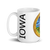 White Glossy Mug Left 15oz (443.603mL) with State Seal for IOWA. Includes date of admission into Union of United States. And includes Name of State. Great Gift for Family, Friends, Coworkers, and Others.