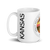 White Glossy Mug Left 15oz (443.603mL) with State Seal for KANSAS. Includes date of admission into Union of United States. And includes Name of State. Great Gift for Family, Friends, Coworkers, and Others.
