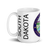 White Glossy Mug Left 15oz (443.603mL) with State Seal for SOUTH DAKOTA. Includes date of admission into Union of United States. And includes Name of State. Great Gift for Family, Friends, Coworkers, and Others.