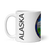 White Glossy Mug Left 11oz (325.309mL) with State Seal for ALASKA. Includes date of admission into Union of United States. And includes Name of State. Great Gift for Family, Friends, Coworkers, and Others.