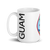 White Glossy Mug Left 15oz (443.603mL) with State Seal for GUAM. Includes date of admission into Union of United States. And includes Name of State. Great Gift for Family, Friends, Coworkers, and Others.