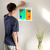 Enhanced Matte Paper Poster With Hanger 012. White Frame 14in x 14in (35.56cm x 35.56cm), Front View. Picture shows abstract drawing of two faces with different background colors and different colors highlighting facial features. Great Gift for Family, Friends, Coworkers, Self, and Others.