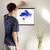 Enhanced Matte Paper Poster With Hanger 013. Black Frame, 18in x 18in (45.72cm x 45.72cm), Front View. Picture shows boho line drawing design art of lady with blue clouds covering her head and red lips. Great Gift for Family, Friends, Coworkers, Self, and Others.