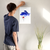 Enhanced Matte Paper Poster With Hanger 013. White Frame 12in x 18in (30.48cm x 45.72cm), Front View. Picture shows boho line drawing design art of lady with blue clouds covering her head and red lips. Great Gift for Family, Friends, Coworkers, Self, and Others.