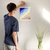 Enhanced Matte Paper Poster With Hanger 015. White Frame 11in x 14in (27.94cm x 35.56cm), Front View. Picture shows drawing of a beach as if looking from the sky. The top left corner shows dark blue and a whale swimming, with two lighters shades of blue blending into five shades or brown moving toward the lower right corner. Great Gift for Family, Friends, Coworkers, Self, and Others.