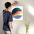 Enhanced Matte Paper Poster With Hanger 020. Oak Frame 18in x 24in (45.72cm x 60.96cm), Front View. Picture shows boho design art drawing of circles, mountains, waves, scenery. Great Gift for Family, Friends, Coworkers, Self, and Others.
