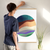 Enhanced Matte Paper Poster With Hanger 020. Oak Frame 24in x 36in (60.96cm x 91.44cm), Front View. Picture shows boho design art drawing of circles, mountains, waves, scenery. Great Gift for Family, Friends, Coworkers, Self, and Others.