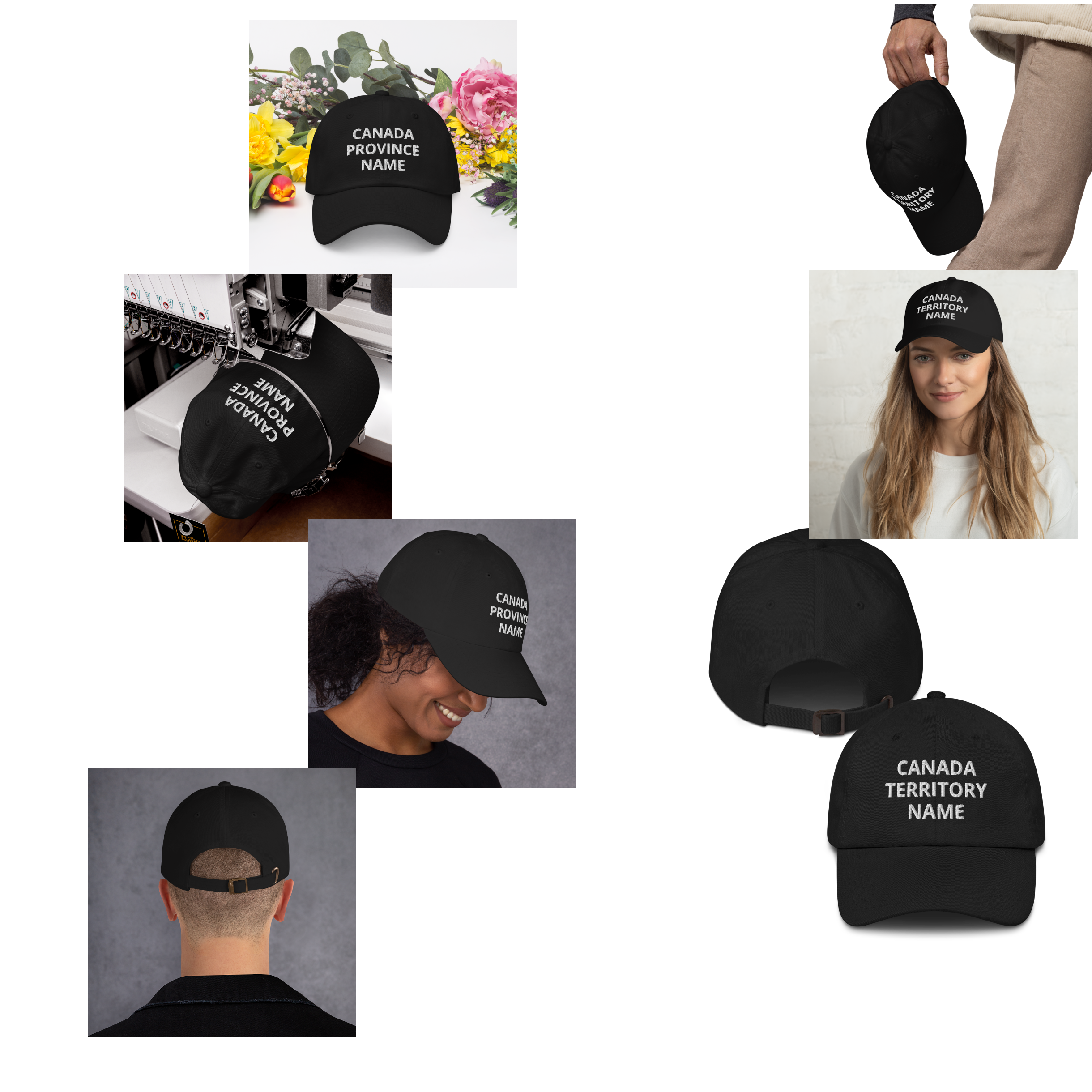 View Hat Cap Options with Canada Province and Territory Names