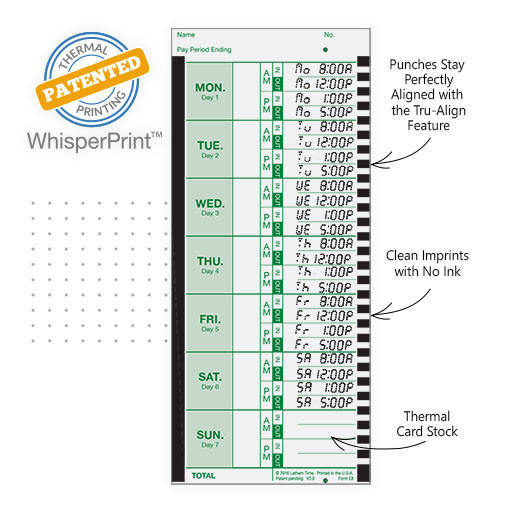 Lathem E8-100 Time Card | Lathem 800P