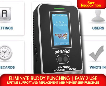 uAttend - MN2000 | 1-800-TimeClocks Web Time Clock Face Reader