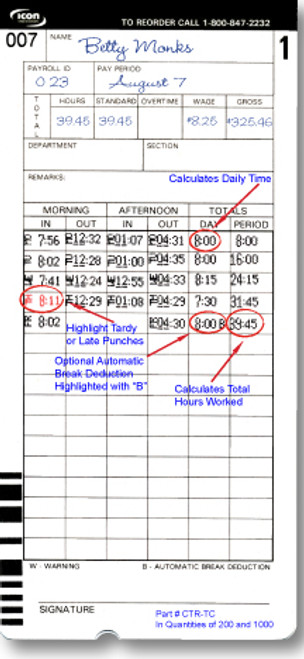 Icon Time CT900 Time Cards