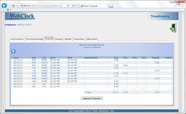 Webclock 2 Sign In Time America | WebClock Software Module