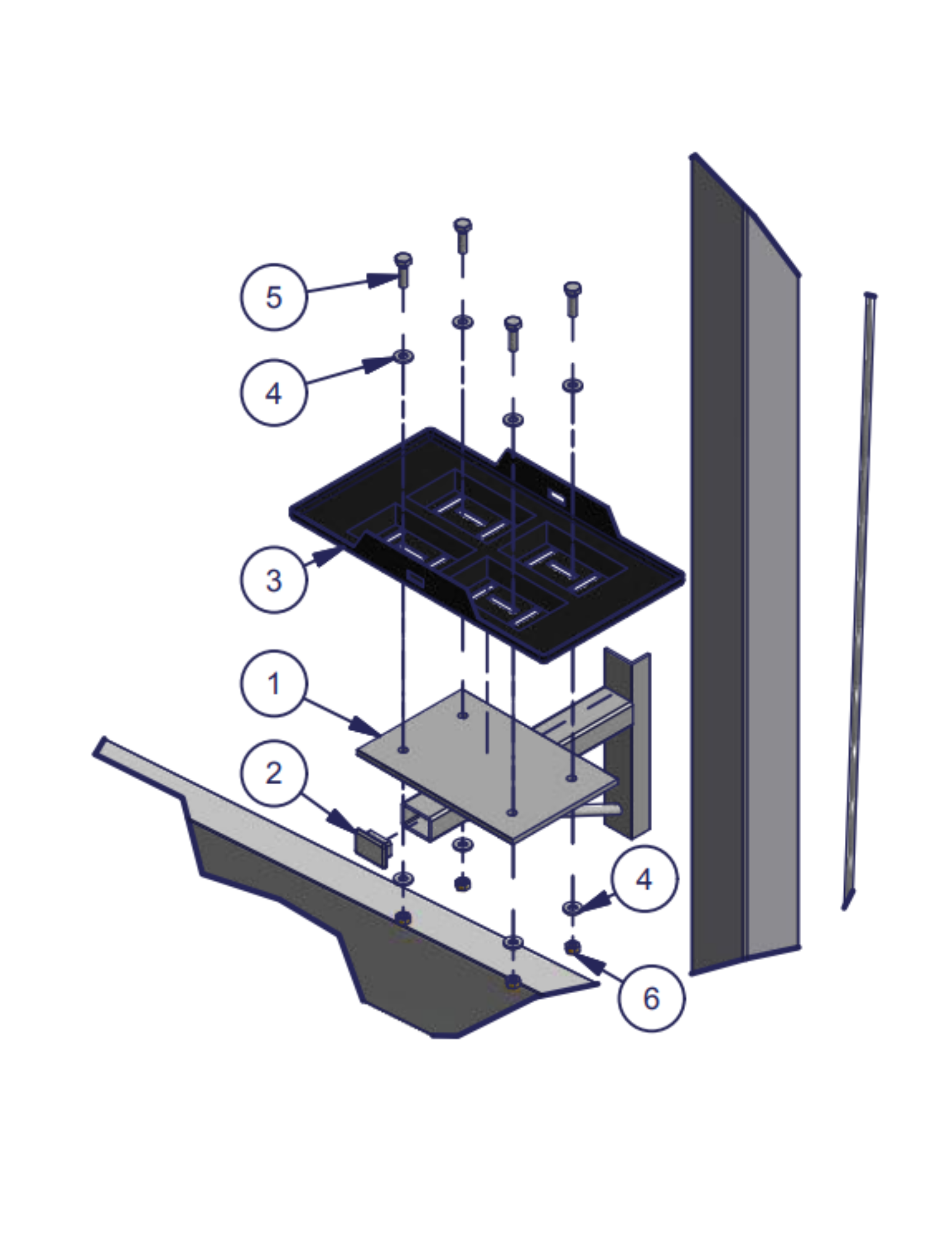 Battery Tray Kit - Lift Leg Mount replacement parts diagram