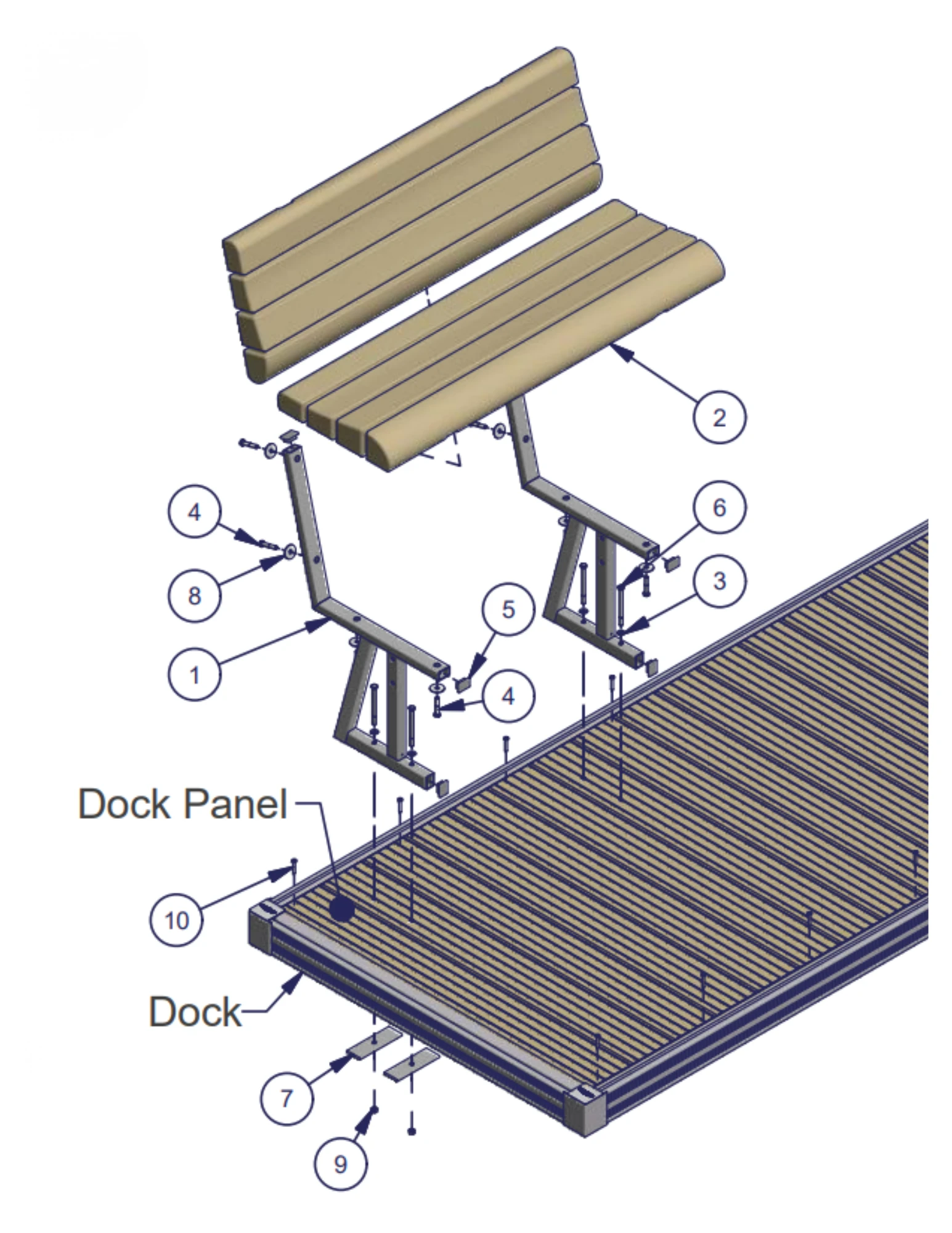 On-Deck Lakeview Bench replacement-parts diagram
