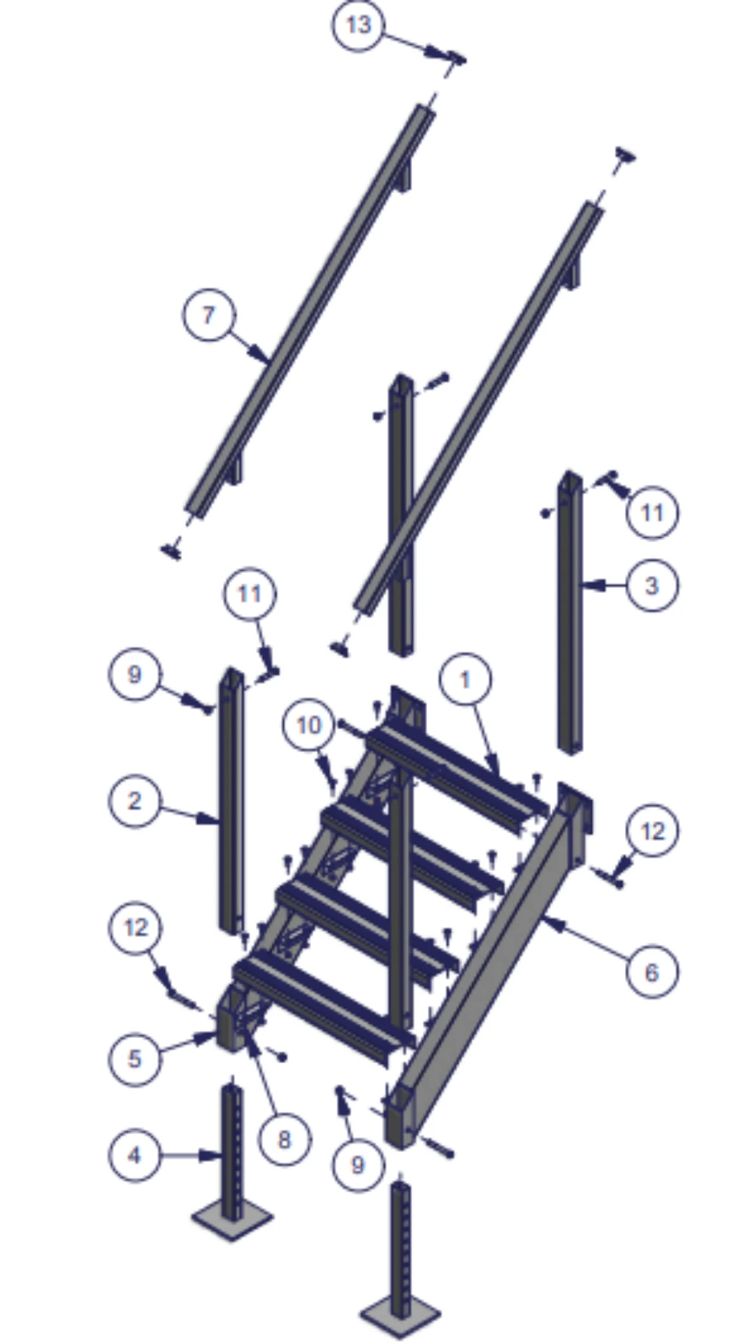 ShoreMaster 4-Step Dock Steps replacement parts diagram