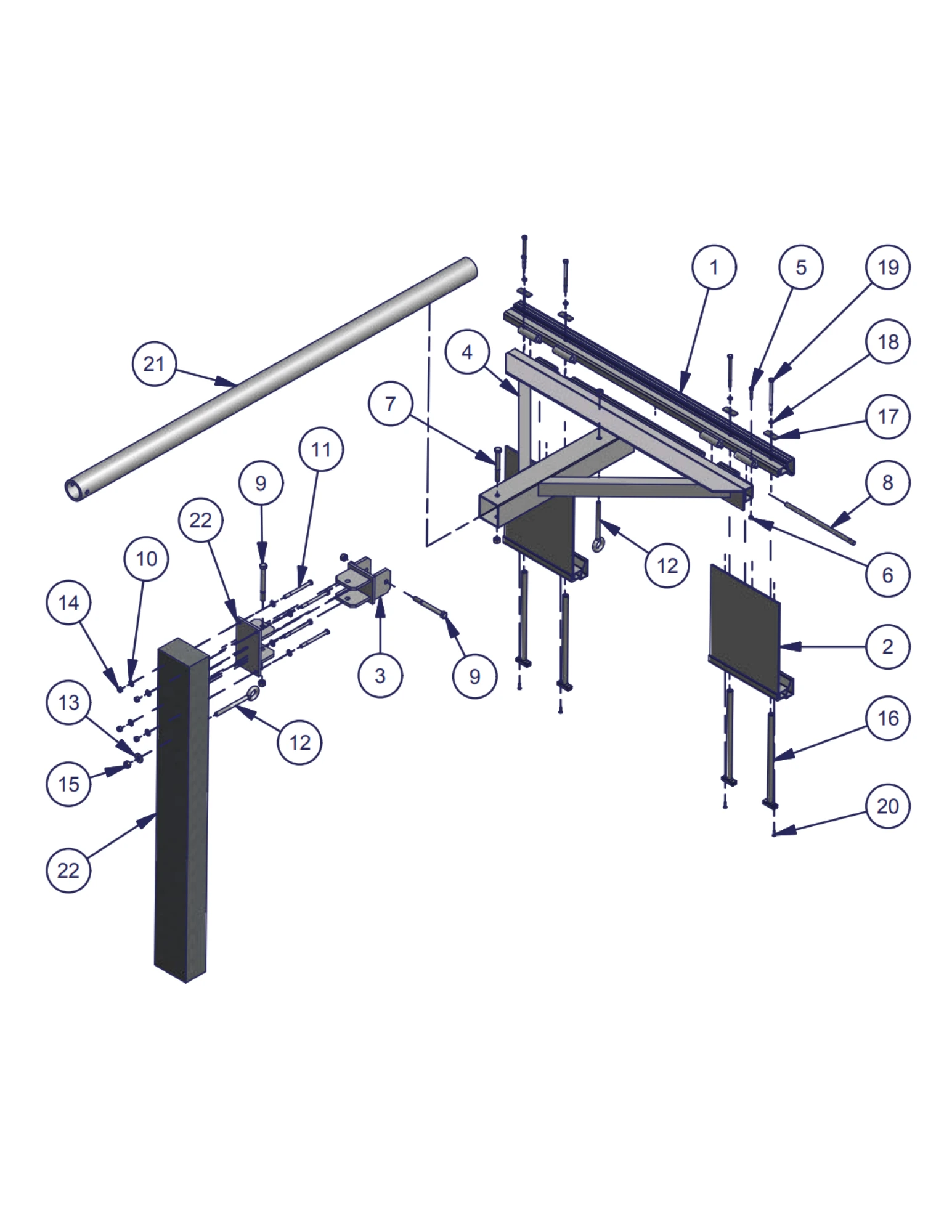 PolyDock Heavy Duty Stiff Arm replacement-parts diagram