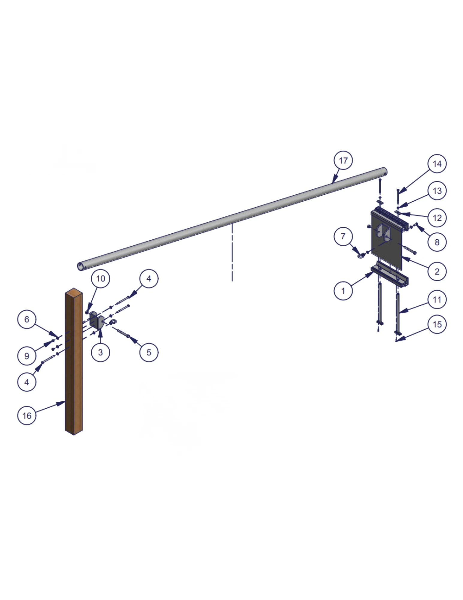 PolyDock Light Duty Stiff Arm replacement-parts diagram