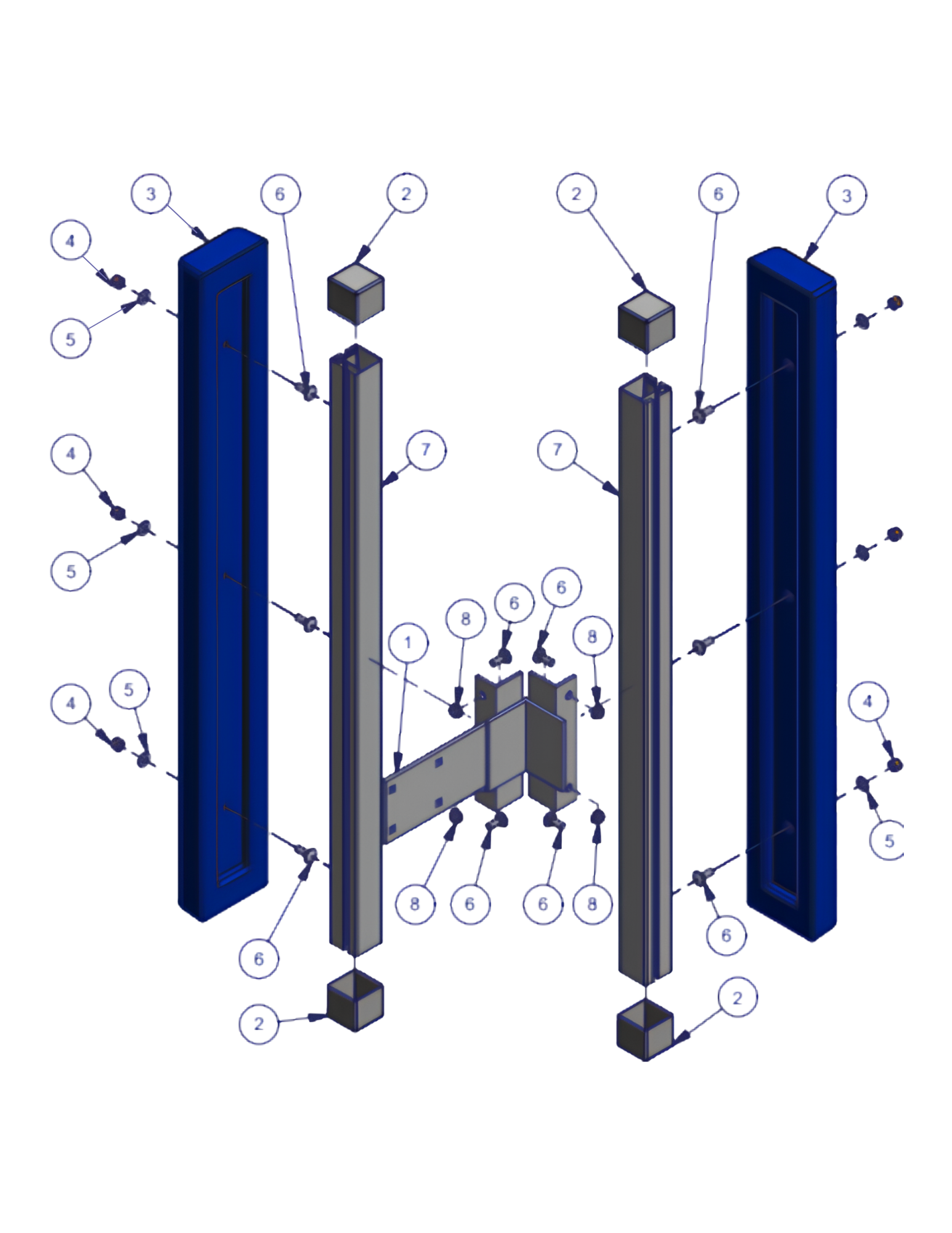 Vertical Corner Dock Bumper replacement parts diagram