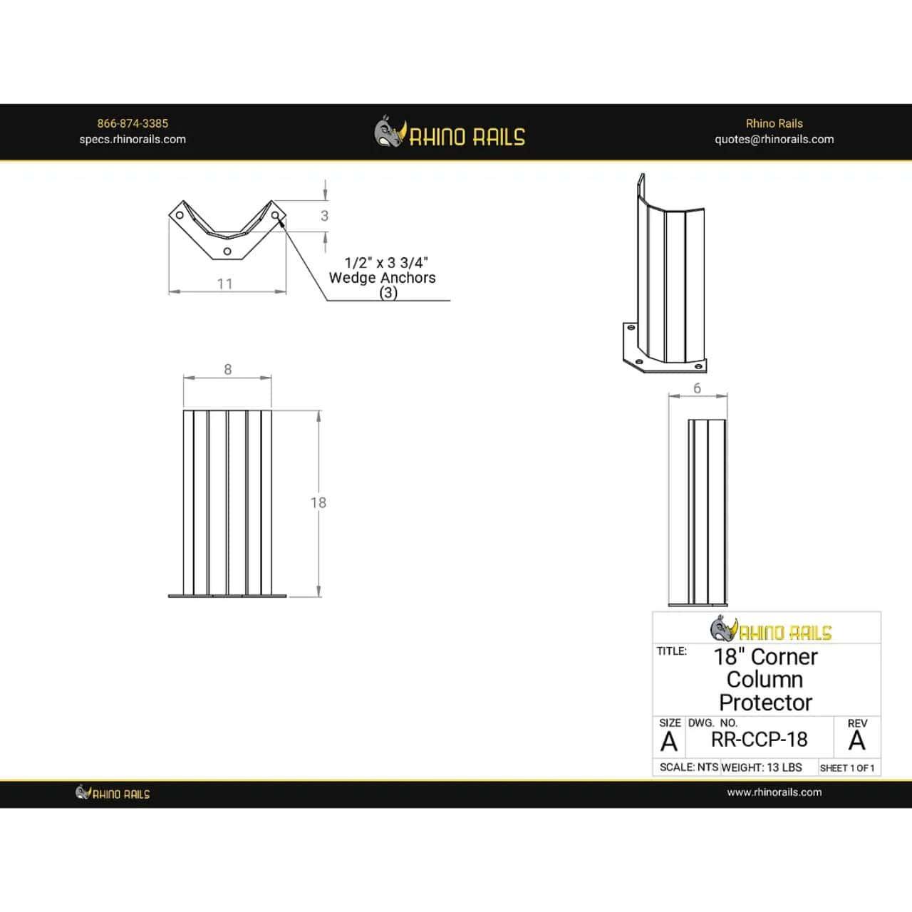 Buy RR-CCP Corner Column Post Protector | Rhino Rails