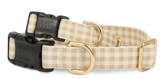 Tan and While Plaid Dog Collar