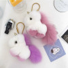 Fashion Key Chain Accessories Unicorn Plush Rex Rabbit Fur Keychain