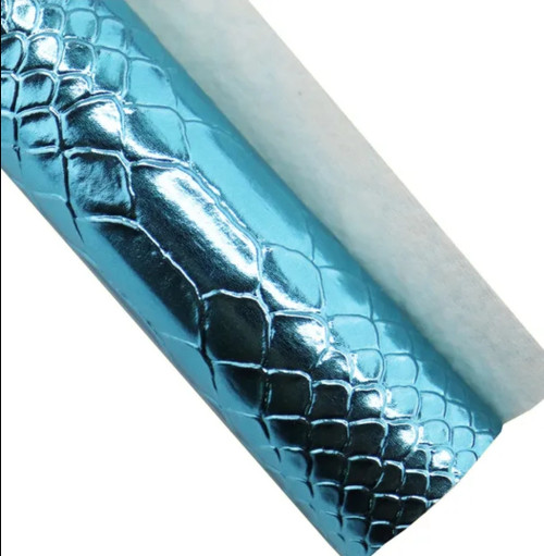 Metallic Gator Faux Leather (Blue)