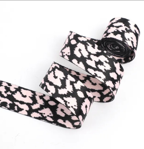 1.5" Pink and Black Speckled Webbing 2 Yd