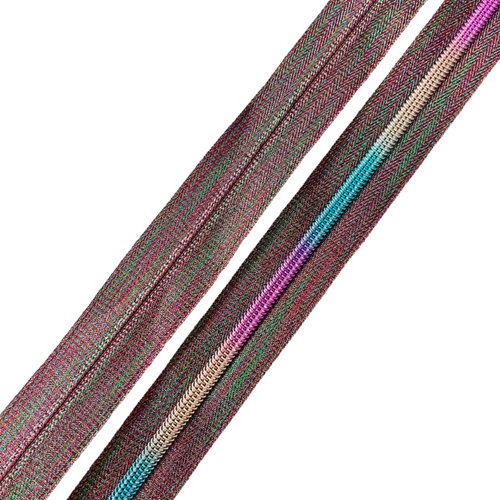 Cosmic Zipper Tape with Rainbow Coil (#5) 3 Yards