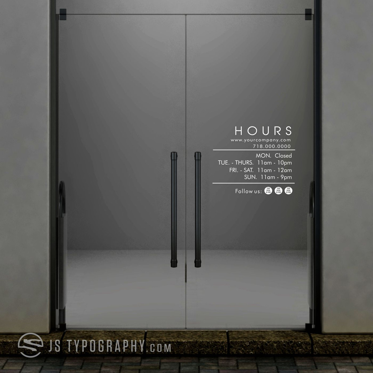 Modern Hours decal - JS Typography Inc