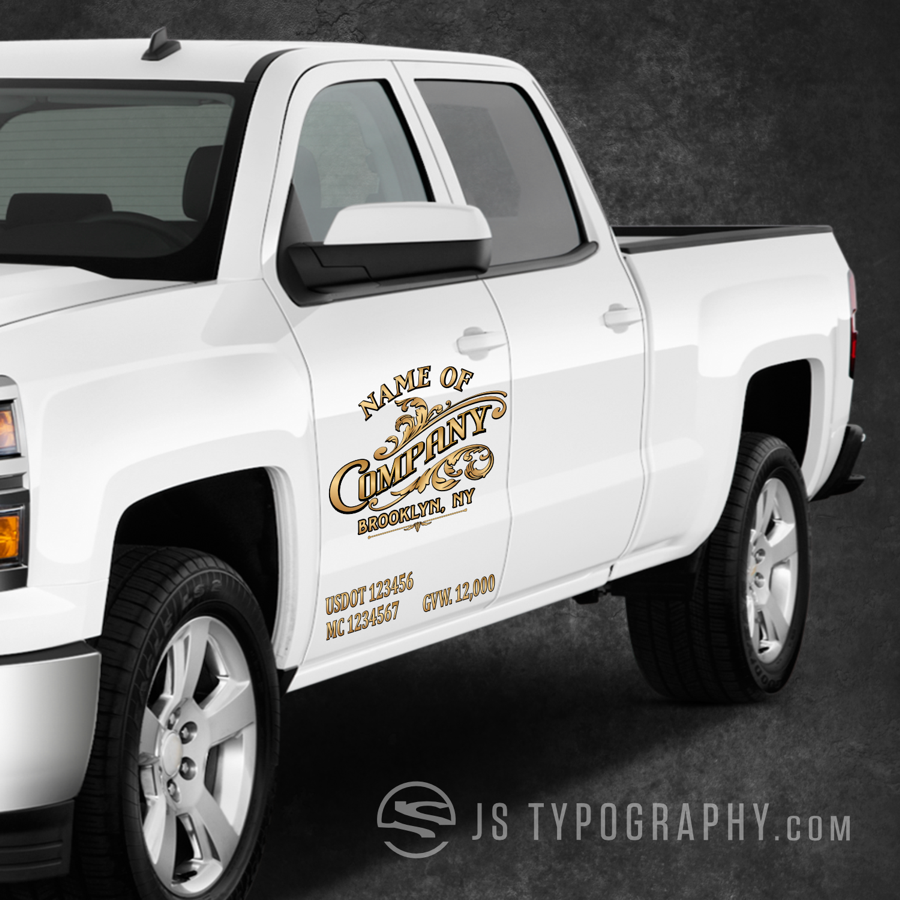 Floral Truck Door Decals (Gold) JS Typography Inc