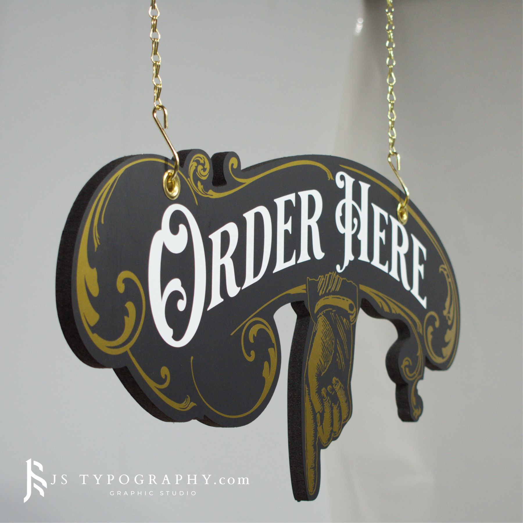 Victorian Hanging Business Sign | Custom Café & Restaurant Sign