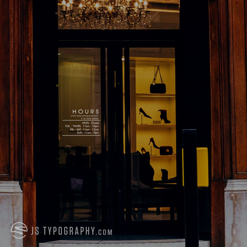 Modern Hours decal - JS Typography Inc