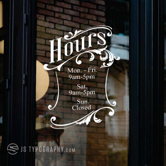 Store Hours with Ornaments - JS Typography Inc