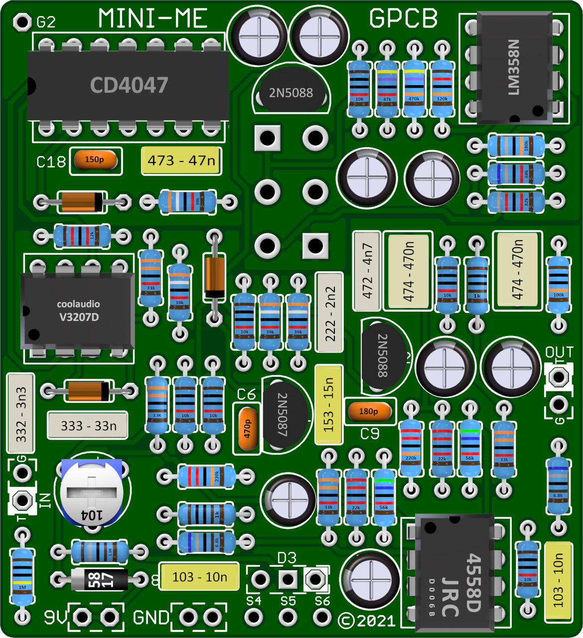 GuitarPCB Mini-Me Phaser Pedal Kit Pedal Parts and Kits