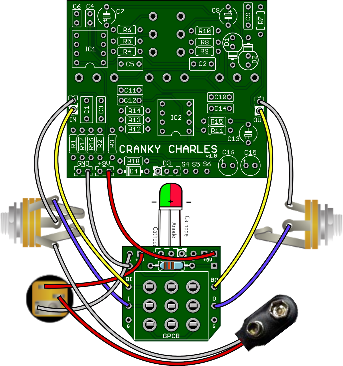GuitarPCB Cranky Charles Pedal Kit by Pedal Parts and Kits