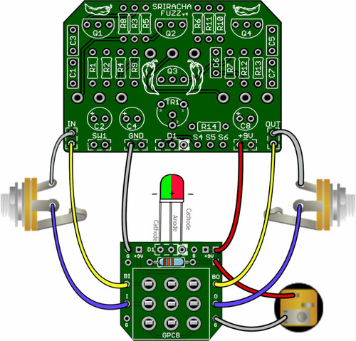 GuitarPCB Sriracha Fuzz Silicon Tone Bender Pedal Kit by